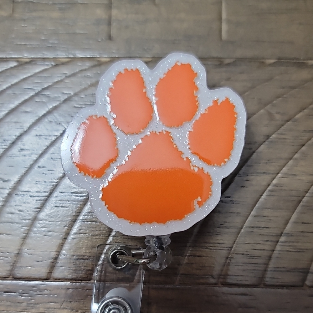 Orange Paw Badge Reel